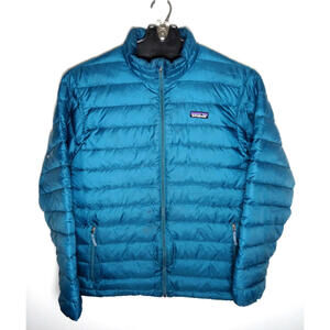 Patagonia Kids Down Puffer Jacket XL 14 Boys Girls Full Zip Blue Outdoor Hiking